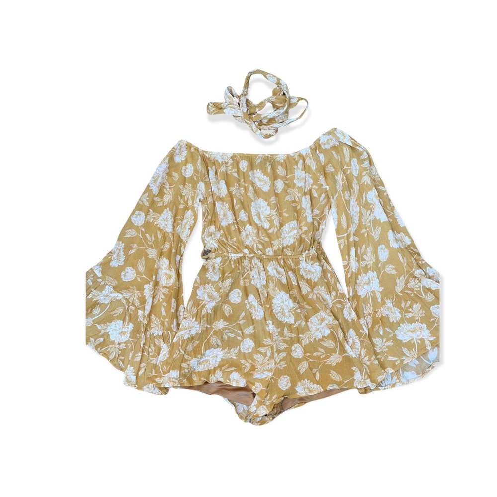 Yellow off shoulder Romper
